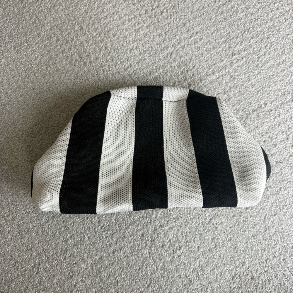 Striped Black & White Clutch Wristlet